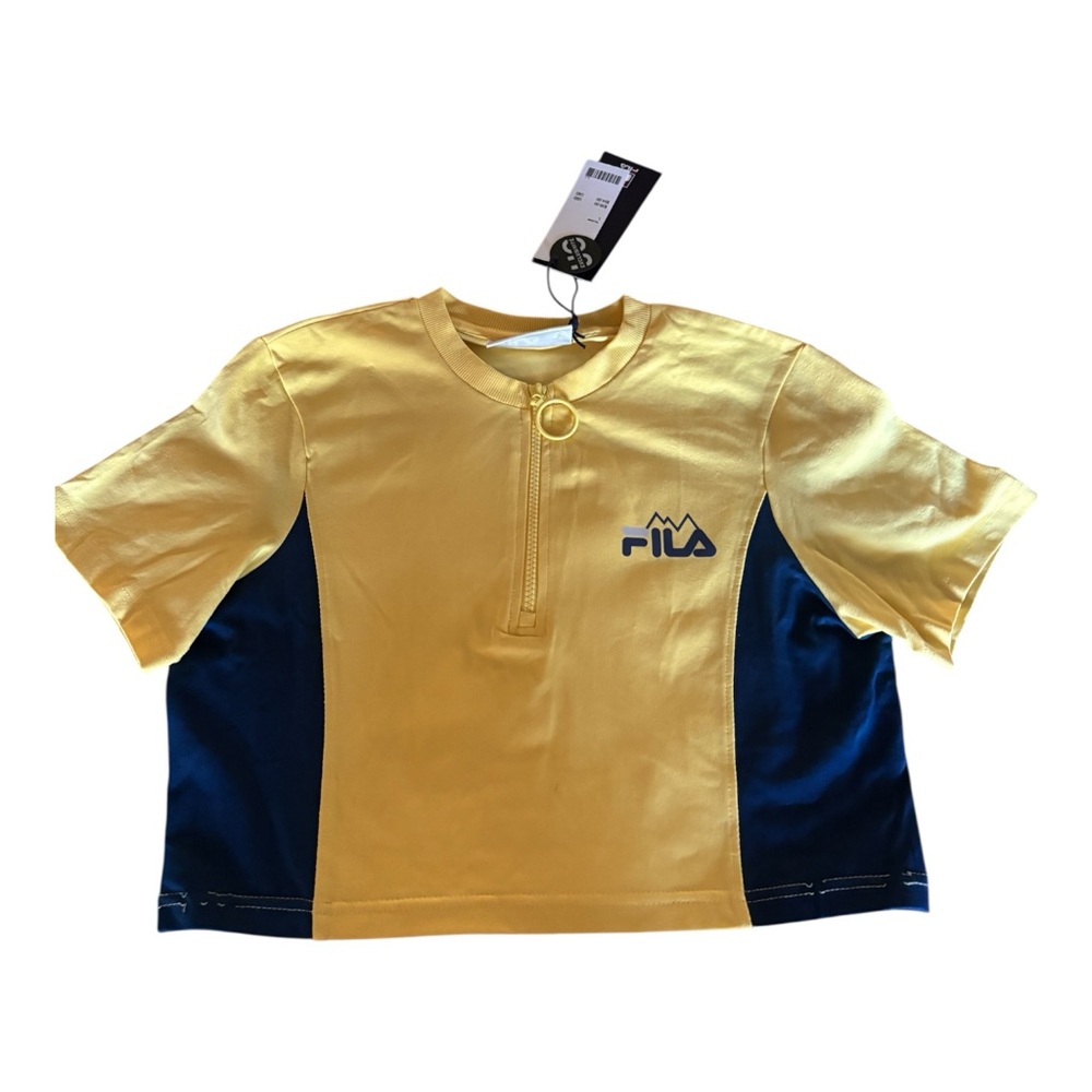 NWT Fila Urban Outfitters Yellow and Blue Iona Half Zip Crop Top Sz L